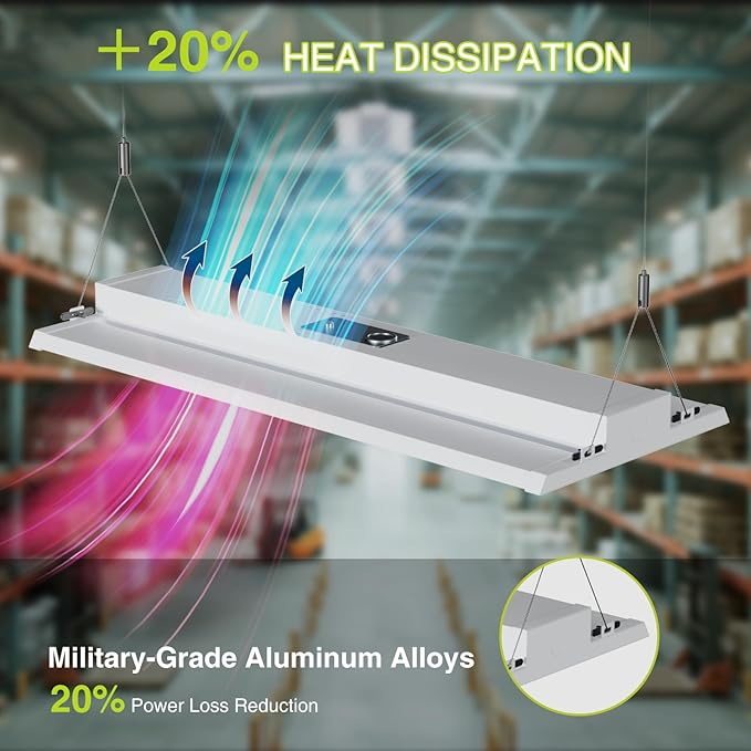 LED Linear High Bay Shop Light With Motion Sensor 300W, Larger Central Lighting Area, 45000LM, 120-277V, 0-10V, 5000K, Commercial Linear High Bay Led Shop Lights for Warehouse Industrial, 4 Pack, UL