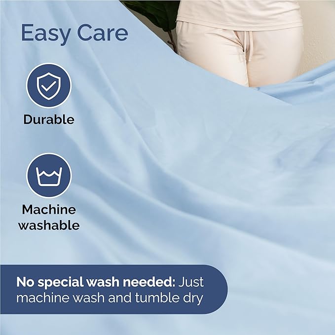 Twin XL 4 Piece Sheet Set - Cooling, Comfy & Breathable - Hotel Luxury Bedding, Includes Fitted Sheet for Women, Men, Kids & Teens - 1 Flat, 1 Fitted Sheet, 2 Pillowcases w/Deep Pockets - Baby Blue