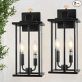 SIAFAVOI 16" Large Dusk to Dawn Outdoo Wall Light Fixtures, Black 2-Pack Exterior Front Porch Light, 2-Light Outdoor Wall Sconce for Outside Patio, Waterproof Exterior Wall Lamp Lighting