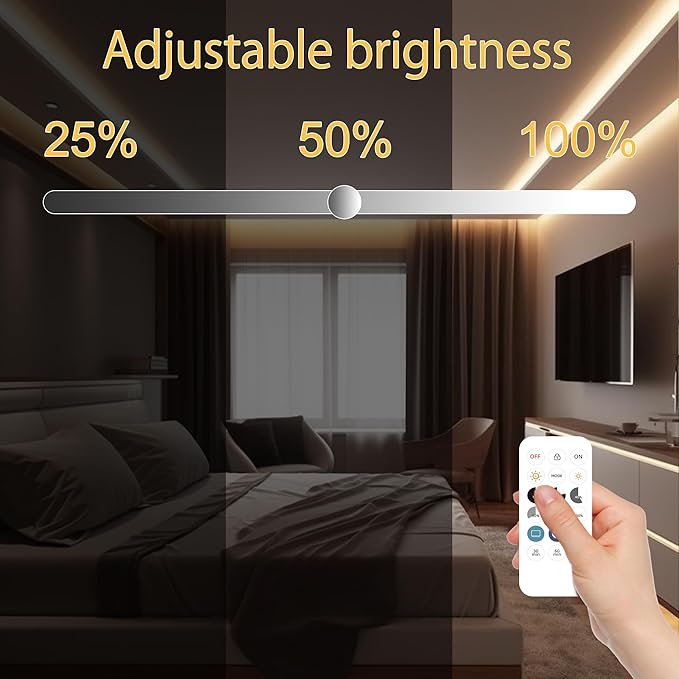 COB LED Strip Lights with RF Remote, 24V 32.8ft Warm White Dimmable LED Light Strips, High Bright 3000K LED Lights with Power Supply for Room, Kitchen, DIY Home Decoration