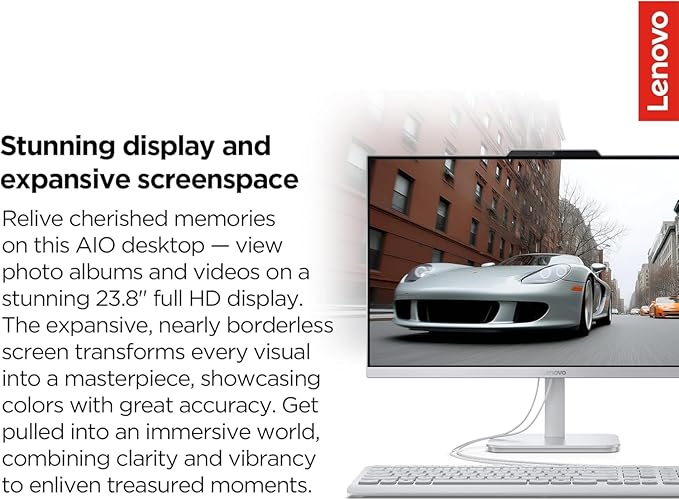 Lenovo IdeaCentre 24" FHD All-in-One Desktop Computer with Lifetime Office 365 for The Web • 32GB RAM • 4TB Storage • Intel Core • Wired Keyboard and Mouse • Windows 11