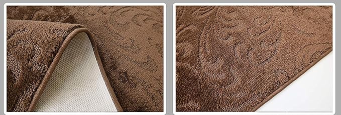 Custom Length Hallway Runner Rug,Slip Resistant,Floral Brown, 26 Inch X 35 feet, Sold and Priced Per Foot