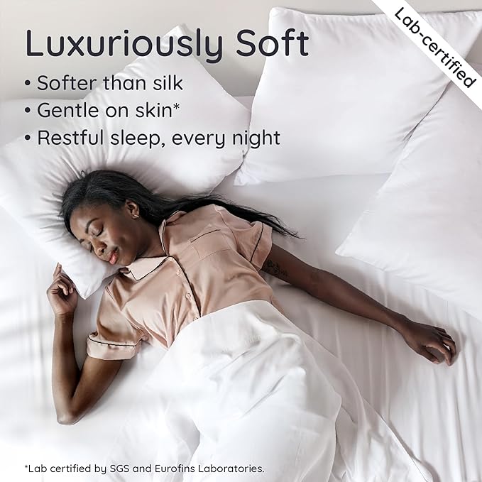 Bambaw King White Fitted Sheet Only, 100% Viscose Derived from Bamboo Sheet, Cooling Fitted Sheet King Size, 16” Deep Pocket Sheet (White)