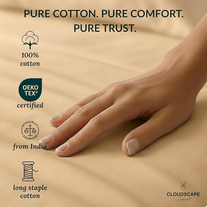 Cloud Scape Linen 100% Egyptian Cotton Sheets Full Size, 4 Pieces Luxury Bedding Set, 400 Thread Count,Hotel Quality, Silky Soft, Deep Pockets up to 17, Linen