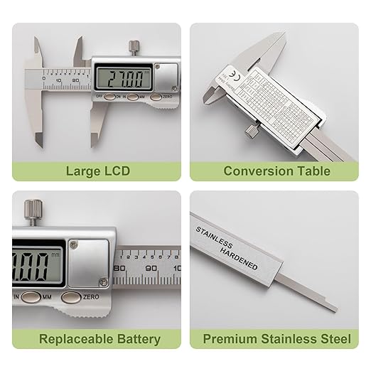 SCITOOLS All-Metal Small Digital Caliper 0-4" Mini Measuring Tool, Micrometer Caliper with Auto-Off Feature, Interchangeable Between inches and millimeters for DIY/Household and 3D Printing