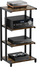 Ardier 4-Tier Wooden Media Stand, AV Media Stand Corner Shelf for TV Accessories/Audiovisual Equipment/Optical Disc/PS4, Audio Storage Rack for Living Room, Gaming Room, Music Studio, Black