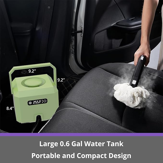 awasky Steam Cleaner: 1650W, Fast 50-Sec Heat-Up-21-Piece Kit Refill Anytime-No Cooling-Detachable Hose Steamer Mop for Home Use Car Bed Furniture Bathroom Tile Grout Floor Cleaning And More Green