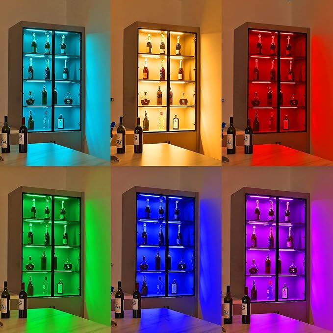 Litever Under Cabinet LED Lighting Kit. RGB Color & Bright Warm White Light. Slim Linkable LED Light Bars with Power Adapter, Controller, Extension Cords. Max 24W. Dimmable. Plug in. RGB + 3000K.