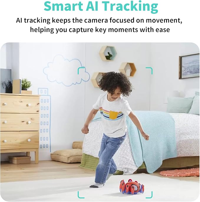 2K Indoor Security Camera, AI Human & Pet Motion, 2.4/5 GHz, 360° Pan Tilt, Night Vision, 2 Way Audio, Compatible with Alexa & Google Assistant (32GB TF Card)