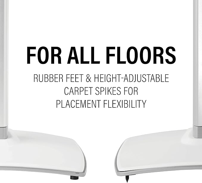 Sanus Height Adjustable Speaker Stand for Sonos Era 300™ - 17" Height Adjustment Sonos Stand Includes Carpet Spikes & Rubber Pads - Easy DIY Install Comes w/All Hardware - White