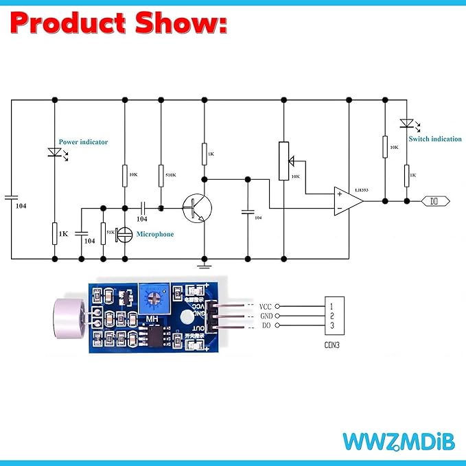 WWZMDiB Sound Sensor Compatible with for Arduino DIY Detecting The Presence and Absence of Sound via a Microphone (10 Pcs)