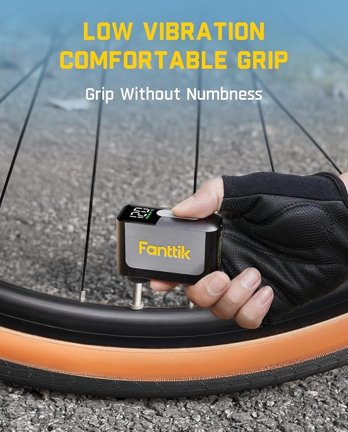 Fanttik X10 Ace Mini Bike Pump with Gauge, 120PSI Electric Tiny Bike Pump with Presta and Schrader Valve, Auto Stop, Fast Inflation for Road Bike