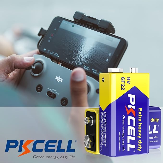 PKCELL 9V Batteries, 24 Pack 9 Volt Batteries Carbon Zinc, 9V Battery for Smoke Detector, Alarms, 6F22 Square Battery