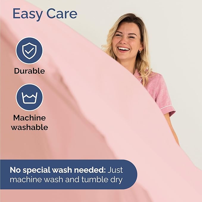 Twin 4 Piece Sheet Set - Cooling, Comfy & Breathable - Hotel Luxury Bedding, Includes Fitted Sheet for Women, Men, Kids & Teens - 1 Flat, 1 Fitted Sheet, 2 Pillowcases with Deep Pockets - Baby Pink
