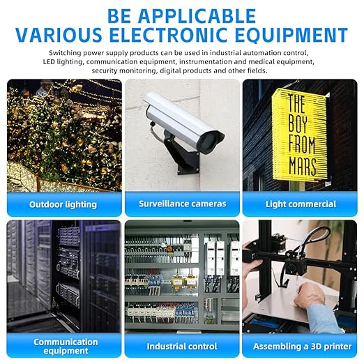 HuanQiuSensmart 110V AC to 12V DC Transformer, 12V 500W 40A Switching Power Converter, Built-in Cooling Fan, with Various Power adapters.