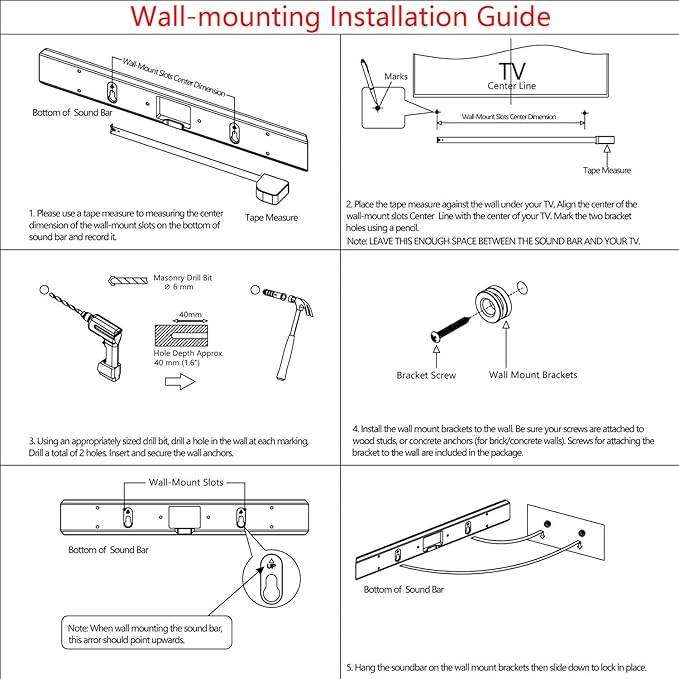 Vdsvksd Wall Mount Brackets Set Compatible with Vizio Soundbar M21d-H8R M21d-H8 SB362An-F6 V21d-J8, Bracket Screws Included