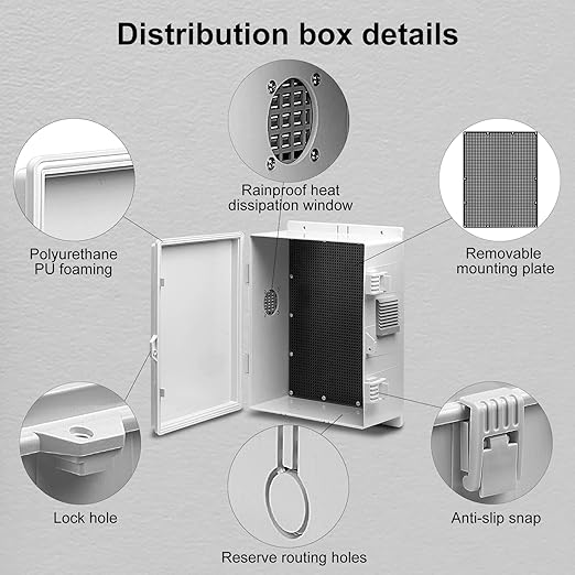 Namunanee Outdoor Electrical Junction Box, ABS Water Resistant Enclosure with Internal Mounting Panel & Hinged Cover, 9.2" H* 7" L* 4.6" W