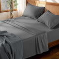 LBRO2M 100% Cotton Sheets Set Deep Pocket 19", 1000 Thread Count Full Size 4 Piece Bed Sheet Sets Soft Comfortable Bedding All Season (Full, Dark Grey)