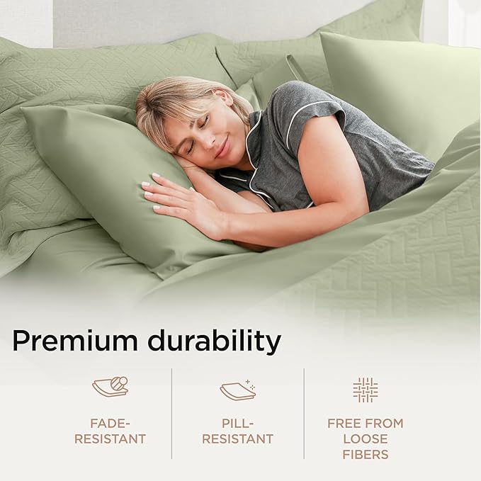 Threadmill Luxury Supima Cotton Sheets, 1200 Thread Count Soft 100% Cotton Sheets for King Size Bed, 4 Pc Sage Green King Bed Sheets Set, 5-Star Egyptian Hotel Quality with Elasticized Deep Pocket