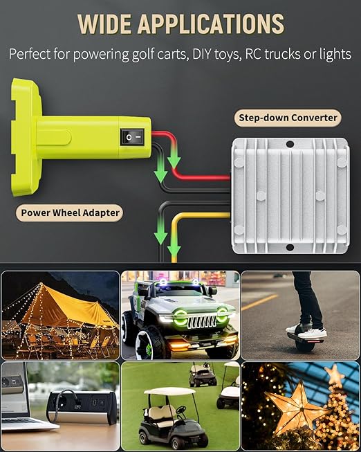 Vibit 18 V to 12 V Step-Down Converter for Ryobi 18 V Battery, DC Power Adapter, Voltage Reducer Transformer 180 W Buck Converter Regulator for Golf Cart RC Car Truck Light & DIY
