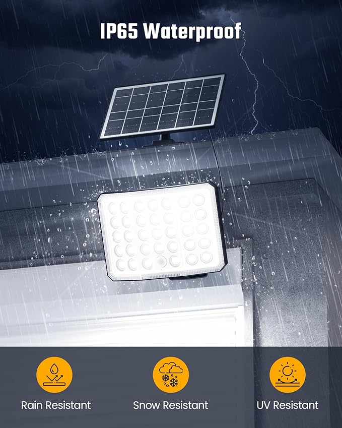 ONLYWIN Solar Lights Outdoor Bright Solar Dusk to Dawn Light with 3000mAh Battery, IP65 Waterproof Remote Control Outdoor Light, 3 Working Modes for Garage, Porch, Patio, Shed, 1-Pack