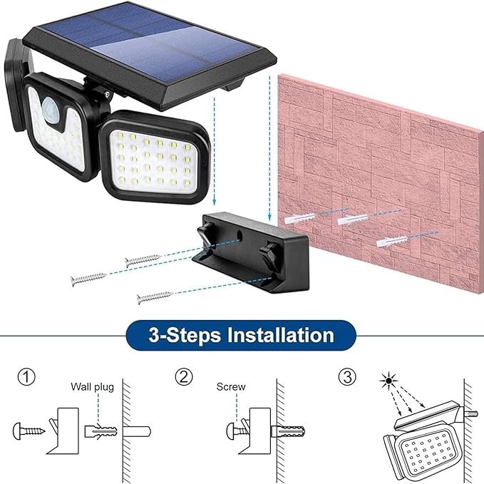 AVJONE Solar Lights Outdoor, 3000LM Super Bright Motion Sensor Outdoor Lights, IP65 Waterproof 6500K Solar Powered Security Flood Light for Garage Yard Patio