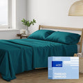 THREAD SPREAD 100% Cotton Bed Sheets Queen Set - 400 Thread Count Cotton Queen Sheets Only, 4 PC Set (Teal), Ultra Soft, Breathable, Cooling, Sateen Weave 16" Deep Pocket Bedsheet for Hot Sleepers