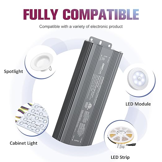 EMITEVER Triac Dimmable LED Driver,2 Packs 200W Power Supply,AC 120V to DC 24V Transformer,Compatible with Lutron and Leviton Dimmers,for LED Lighting,Class 2,ETL Certified,Waterproof IP66