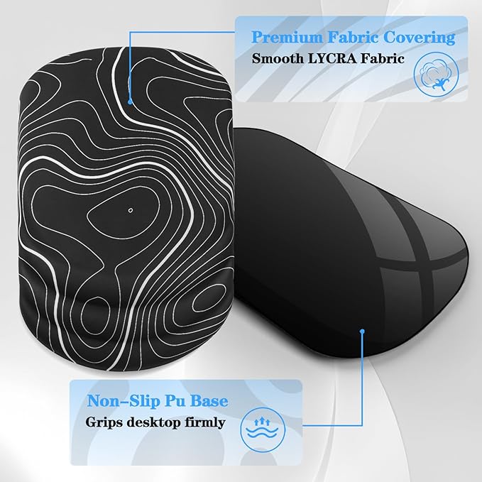 Mouse Pad Wrist Wrist Rest, Comfortable Memory Foam Wrist Rest, Non-Slip PU Base, Ergonomic Wrist Support and Arm Rests for Gaming, Office, Computer Use, Relieve Typing Pain (Black Line)