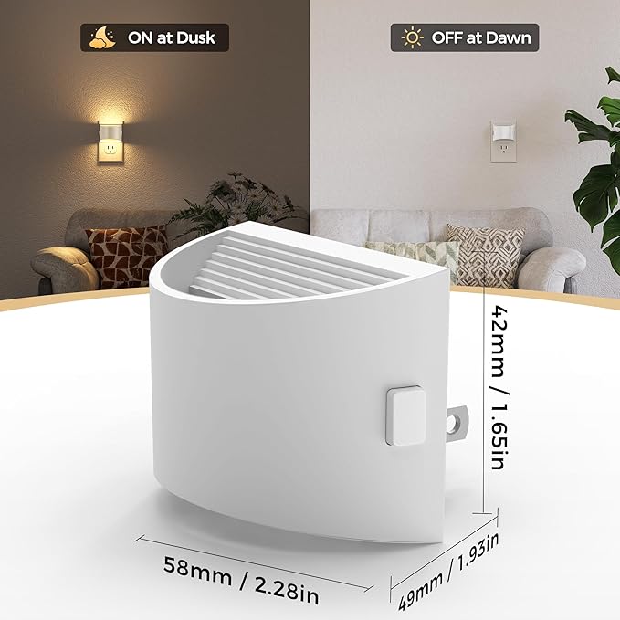 DORESshop LED Night Light[2 Pack], Night Lights Plug into Wall, 3 Level Brightness Adjustable Plug in Night Light, Dusk to Dawn Sensor Nightlights for Adults,Bedroom,Bathroom,Hallway,3000K White Cover