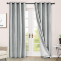 Macochico 100% Blackout Chenille Curtains for Living Room Classic Chenille Window Curtain Panels Thermal Drapes for Bedroom Hotel Grommet Curtains with Tieback Medium Gray 84" Wx96 L 1 Panel