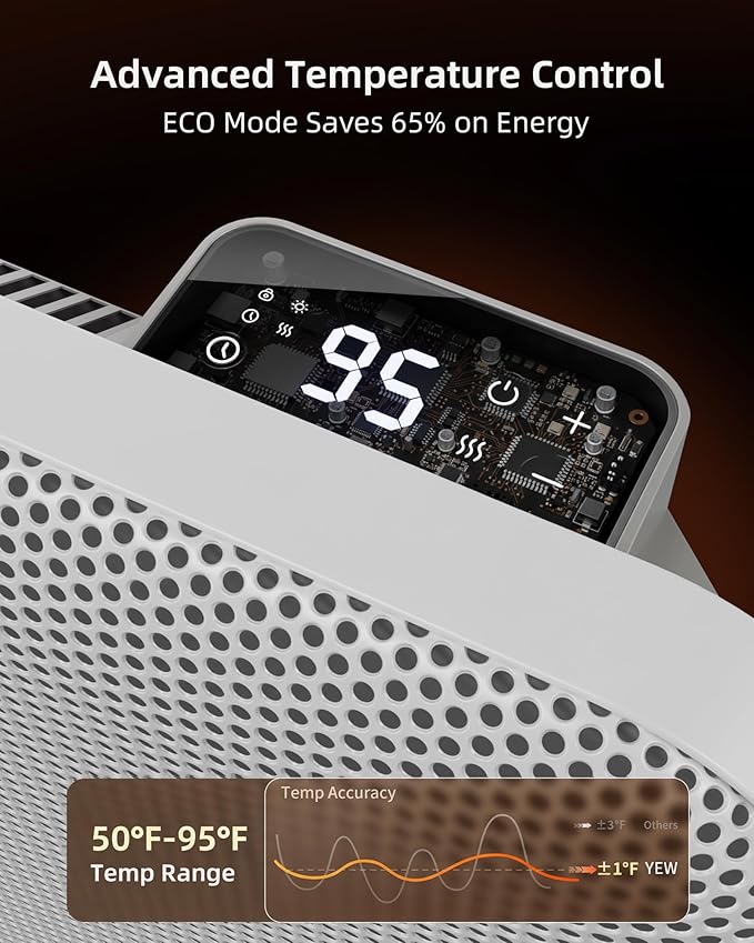 YEW Space Heaters for Lagre Room, Convection Infrared Electric Heater with 360° Whole-Room Heating, Thermostat, 24H Timer, Heaters with Tip-over & Overheat Protection for Indoor Use