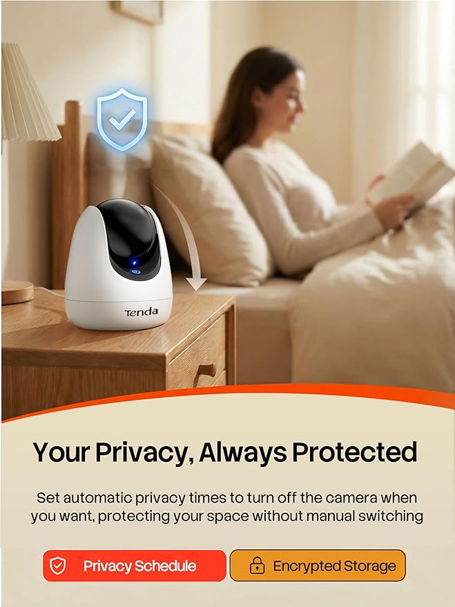 Tenda CP3 Pro 2K Indoor Security Camera with WiFi 6 & AI Baby/Pet Detection – Baby Monitor, Pet Camera for Home, One-Touch Calling, Night Vision, Military-Grade Encryption, No Subscription Needed