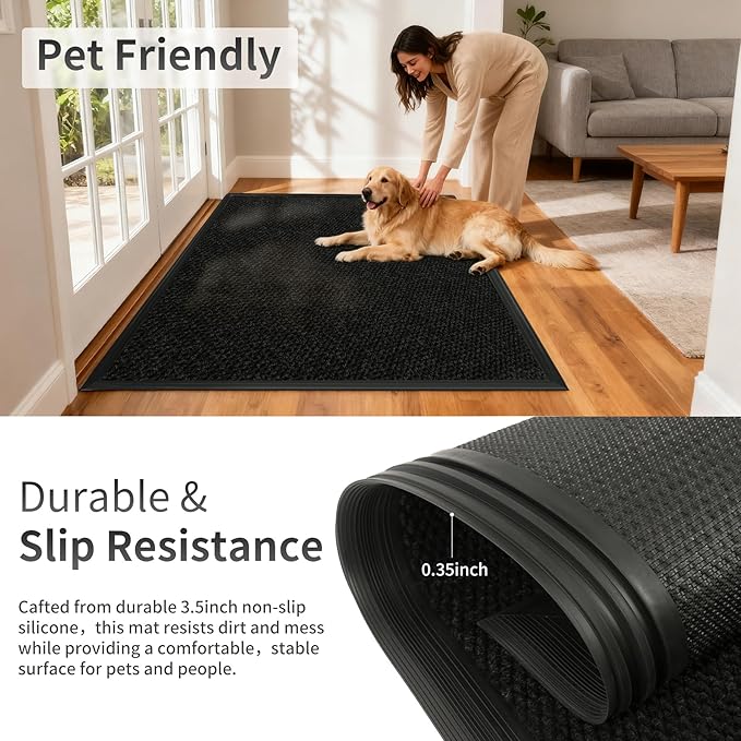 3ft x 36ft Front Door Mat Indoor Outdoor Entrance, Commercial Heavy Duty Entryway Matt, Non-Slip Rubber Backing Low Profile Doormat, Waterproof Dirt Trapper Welcome Mat for High Traffic Area