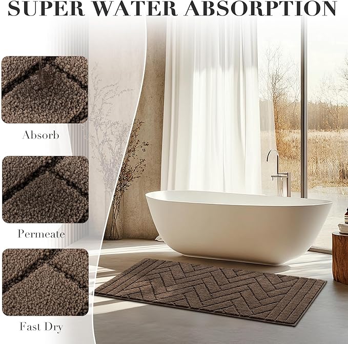 hicorfe Indoor Doormat,Front Back Door Mat Rubber Backing Non Slip Door Mats 20"x48" Absorbent Resist Dirt Entrance Doormat Inside Floor Mats for Entryway Washable Low-Profile(Camel)
