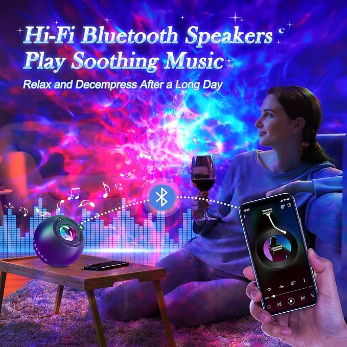 Mood Lighting Gifts for Teens,15 Colors Best Birthday Gift Ideas Teenage/Kid,Bluetooth Speaker with Lights+15 White Noise Sound Machine with Light Projector for Bedroom Teenage Boy Gifts Room Decor