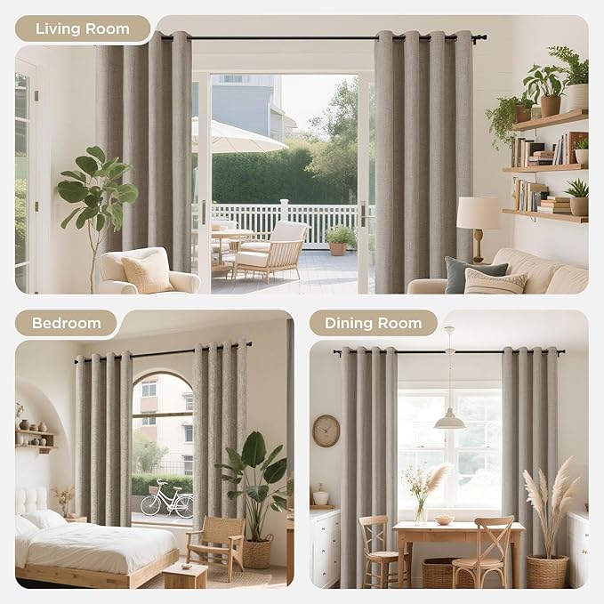 Joydeco Linen Blackout Room Divider Curtains, Extra Wide Sliding Door Drapes Living Room Curtains, 1 Panel 100W x 90L Inch Patio Door Drapes for Room Privacy