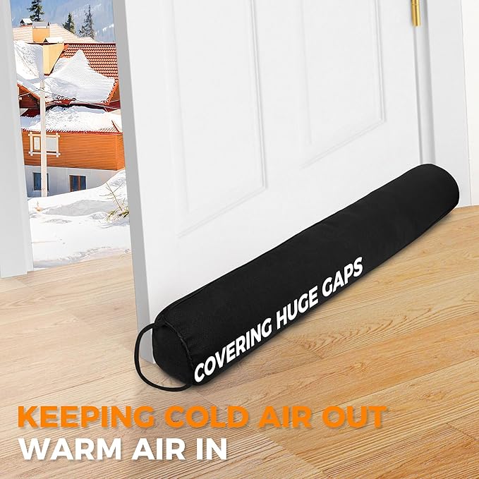 TORRAMI Under Door Draft Stoppers 36 Inch, Heavy Triangle Stop Draft Block Cold Air/Wind/Breeze Noise Blocker Door Sweeps Weather Stripping Bottom Seal Black