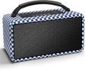 DINDIN Portable Bluetooth Speaker: 80W (Peak), 20H Playtime, Loud Wireless Wood Speakers with Bass, AUX and USB Input, Subwoofer, TWS Pairing, Vintage Speaker for Outdoor, Home, Office (Blue+White)