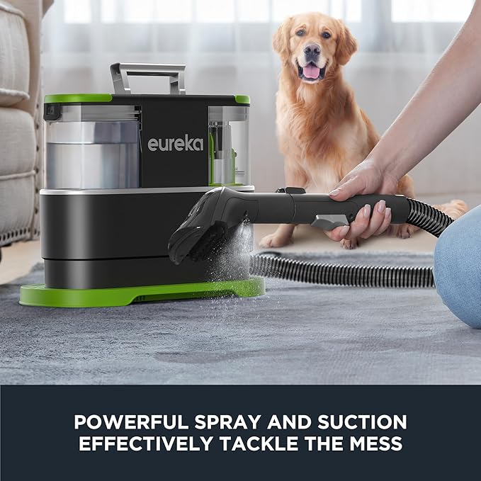 EUREKA Portable Carpet and Upholstery Cleaner, Spot Cleaner for Pets, Stain Remover for Carpet, Area Rugs, Upholstery, Coaches and Car, 50.7oz Large Water Tank, NEY101GR with Cleaning Formula, Green