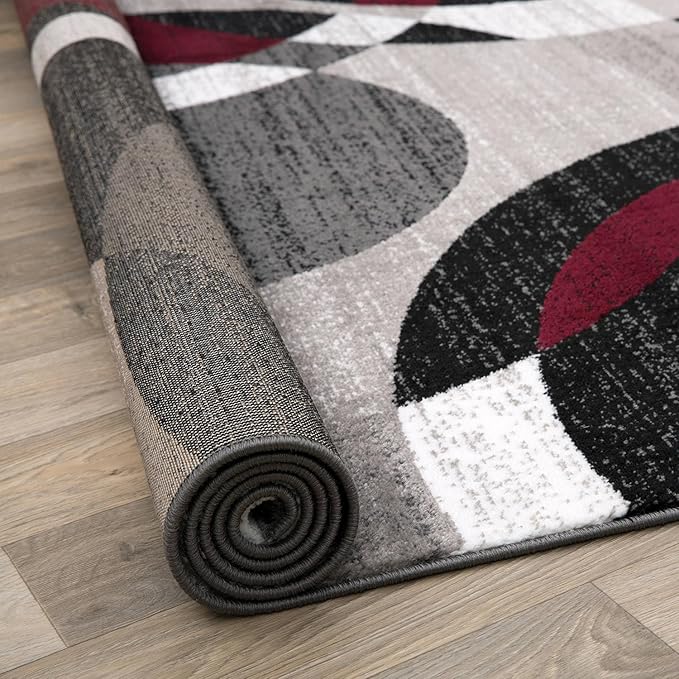 Rugshop Contemporary Abstract Circles Perfect for high Traffic Areas of Your Living Room,Bedroom,Home Office,Kitchen Area Rug 2' x 3' Red