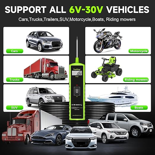 12 Volt Test Light Automotive, Power Circuit Probe Kit, 6V - 24V Car Fuse Tester, Voltage Tester 0.3v-70v, AC DC Outlet Tester, Automotive Short Circuit Finder, P60