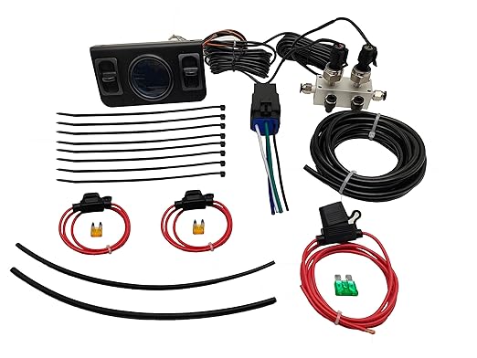 in Cab Dual Air Gauge Control Kit with Digital Paddle Switch for Air Pressure Sensor Control of Air Suspension Kit (Blue)