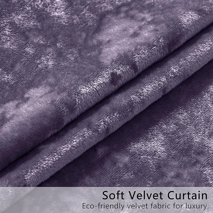 SMILETIME Lilac Purple Crushed Velvet Curtains 52x108 inch Luxurious Thermal Insulated Soundproof Drapes for Living Room Bedroom Office Soft and Durable Light-Filtering Window Treatments, 2 Panels