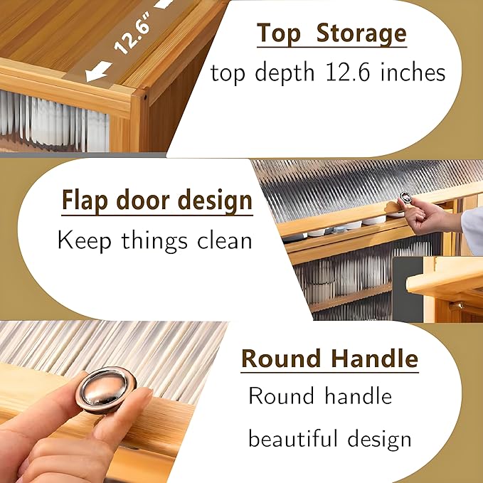 Tall Shoe Cabinet with Clear Doors, Large Capacity Bamboo Shoe Cabinet, 40-45 Pairs Shoe Rack Organizer for Closet Entrance, Hallway, Living Room, Bedroom