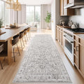 jinchan Lima Kitchen Runner Rug 3x10 - Vintage Floral Machine Washable Non-Slip Hallway Runner Rug with Rubber Backing Ultra-Thin Carpet for Bedroom Laundry Room Farmhouse (3x10ft, Taupe)