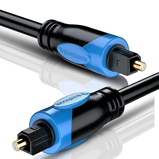 BlueRigger Digital Optical Audio Toslink Cable (3FT - 2 Pack, Fiber Optic Cord, in-Wall CL3 Rated, 24K Gold-Plated) - Compatible with Home Theatre, Sound Bar, TV, Xbox, PlayStation PS4