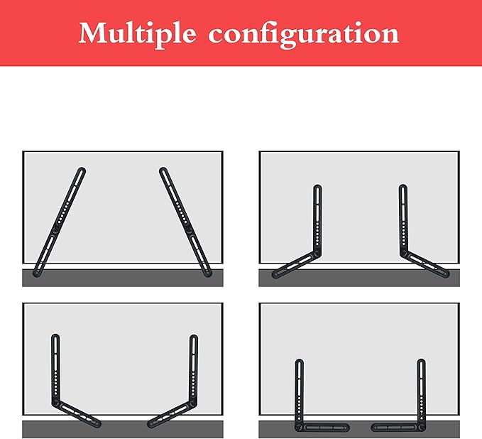 Dynavista Soundbar Mount Sound Bar TV Bracket for Mounting Above or Under TV, Fits 22lbs(10kg) with Adjustable Long and Short Extension Arm