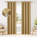 ChrisDowa 100% Blackout Mustard Yellow Solid Curtains 96 Inches Long 2 Panels for Bedroom Living Room,Farmhouse Room Darkening Thermal Insulated Soundproof Grommet Top Window Treatment Drapes,52x96