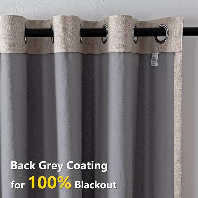 100% Blackout Curtains 72 Inch Length 2 Panels Set, Black Out Curtains for Living Room, Beige Thermal Insulated Grommet Drapes Bedroom Luxury Decor Privacy(37W × 72L inch, Beige)